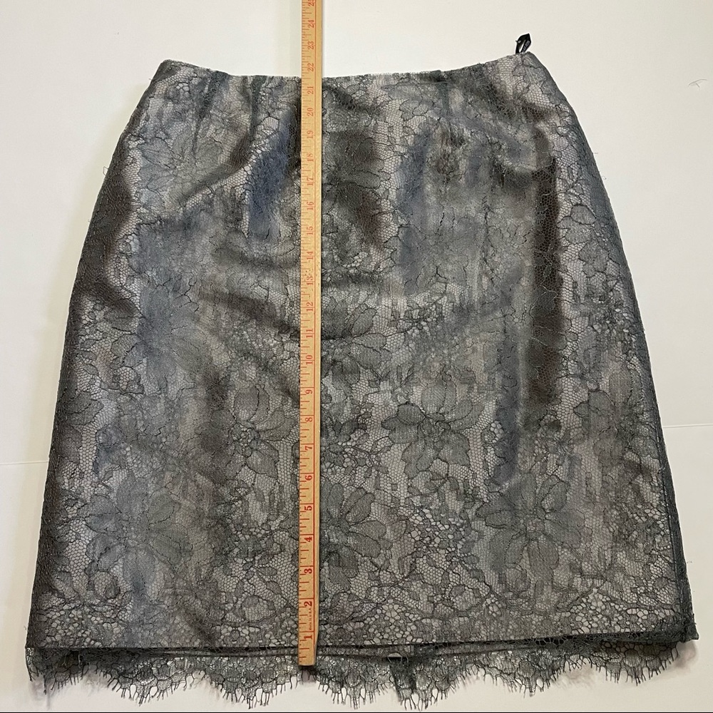 Rickie Freeman For Teri John Silver Floral Lace Slip-Lined Dressy Formal Skirt - Picture 10 of 10